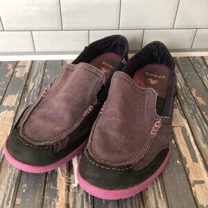 Crocs Walu Canvas Loafer Boat Shoe Pink Purple Women's Size 6
